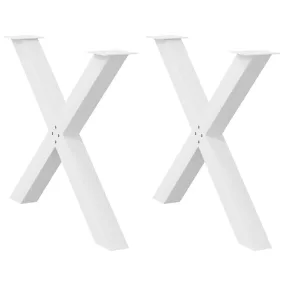   vidaXL 2 db X alakú étkezőasztal láb fehér 90 x (72-73) cm acél étkezőasztal láb