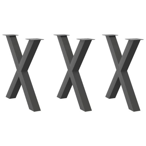 3 db antracitszürke X-alakú acél étkezőasztalláb 70x(72-73) cm