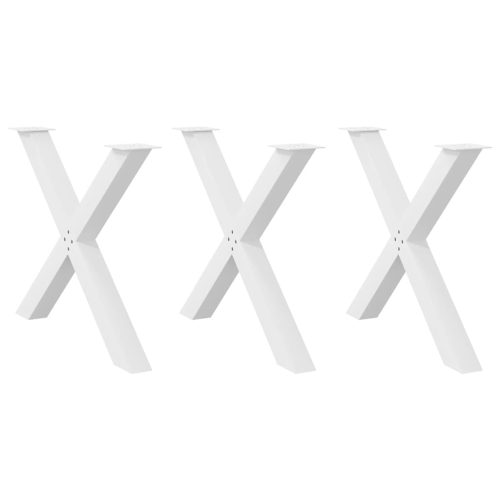 3 db X alakú étkezőasztal láb fehér 90 x (72-73) cm acél étkezőasztal láb