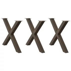   3 db X alakú étkezőasztal láb natúr acél 90 x (72-73) cm acél