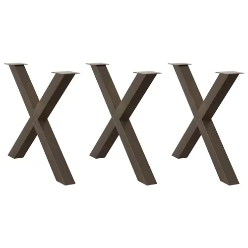 3 db X alakú étkezőasztal láb natúr acél 90 x (72-73) cm acél