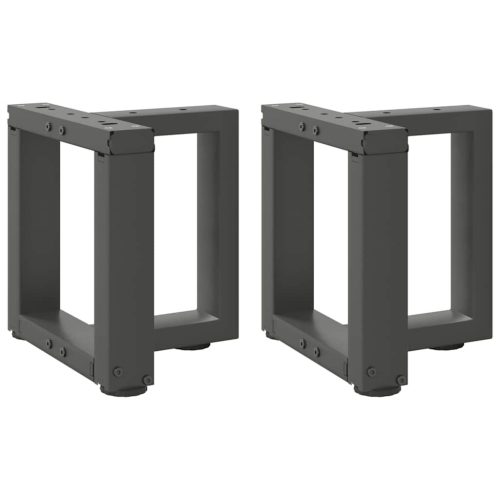 2 db antracitszürke, T-alakú acél dohányzóasztal láb 30x25x(30-31) cm