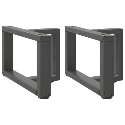 2 db antracitszürke, T-alakú acél dohányzóasztal láb 50x25x(30-31) cm