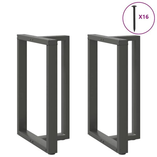 2 db antracitszürke T-alakú acél bárasztalláb 60x35x(90-91) cm