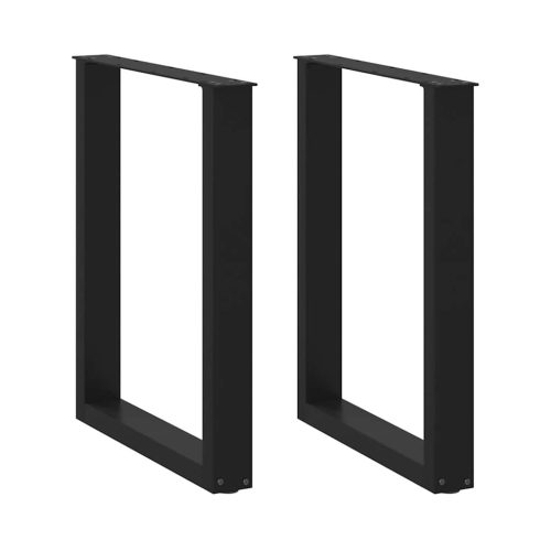 2 db U alakú étkezőasztal láb fekete 60 x (72-73) cm acél étkezőasztal láb