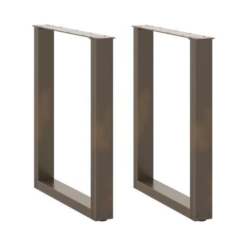 2 db U alakú étkezőasztal láb natúr acélból 70 x (72-73) cm