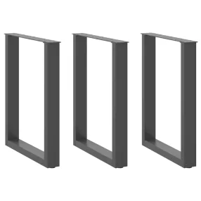   3 db antracitszürke, U alakú étkezőasztal láb 70 x (72-73) cm acél