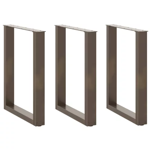 3 db U alakú étkezőasztal láb natúr acélból 70 x (72-73) cm