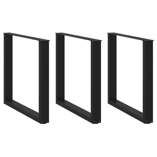 3 db U alakú étkezőasztal láb fekete 80 x (72-73) cm acél étkezőasztal láb