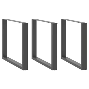   3 db antracitszürke, U alakú acél étkezőasztal láb 80 x (72-73) cm