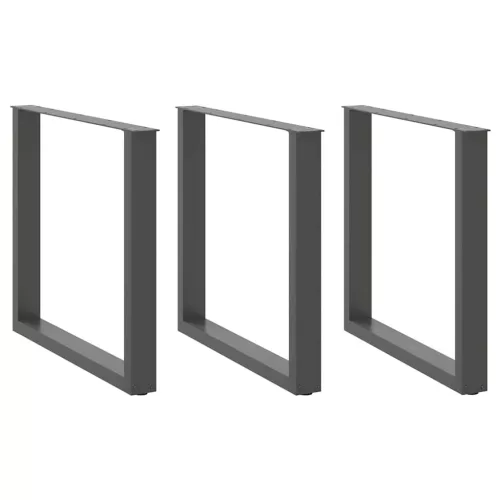 3 db antracitszürke, U alakú acél étkezőasztal láb 80 x (72-73) cm