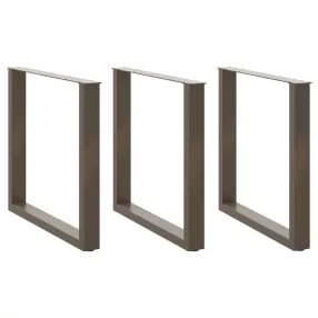 3 db U alakú étkezőasztal láb natúr acél 80x(72-73) cm