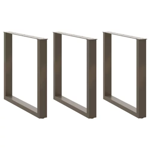 3 db U alakú étkezőasztal láb natúr acél 80x(72-73) cm