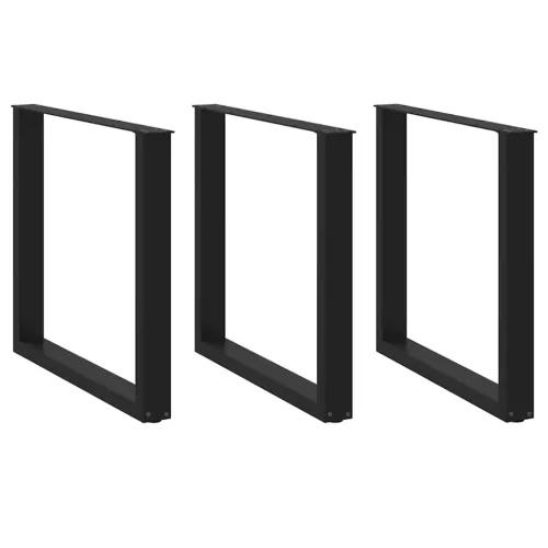 3 db U alakú étkezőasztal láb fekete 90 x (72-73) cm acél étkezőasztal láb