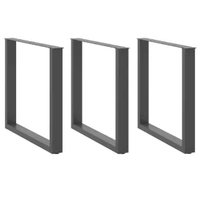   3 db antracitszürke, U alakú acél étkezőasztalláb 90 x (72-73) cm