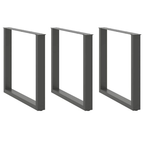 3 db antracitszürke, U alakú acél étkezőasztalláb 90 x (72-73) cm