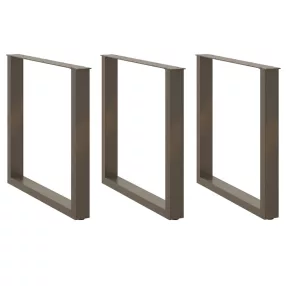   3 db U alakú étkezőasztal láb natúr acél 90 x (72-73) cm acél