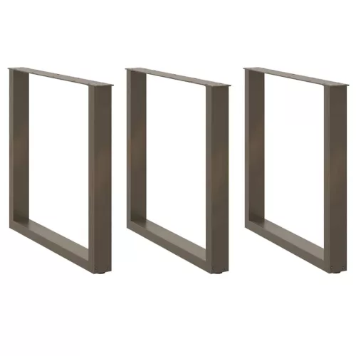 3 db U alakú étkezőasztal láb natúr acél 90 x (72-73) cm acél