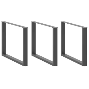   3 db antracitszürke, U alakú étkezőasztal láb 100 x (72-73) cm acél
