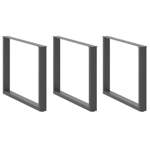 3 db antracitszürke, U alakú étkezőasztal láb 100 x (72-73) cm acél