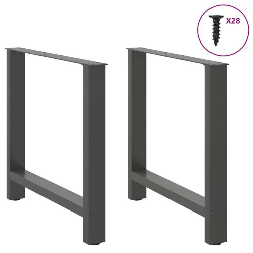 2 db antracitszürke acél étkezőasztalláb 70x(72-73) cm