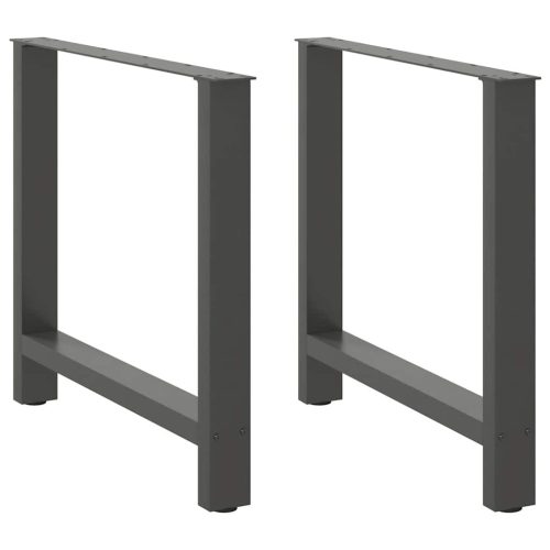 2 db antracitszürke acél étkezőasztalláb 80x(72-73) cm