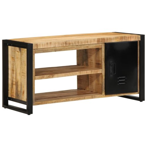 Cipőpad 100x40x50 cm Tömör Fa Durva Mangó