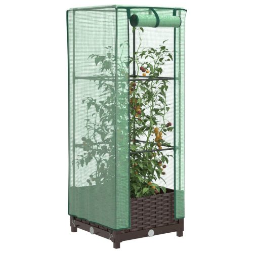 rattan megjelenésű magaságyás melegháztakaróval 40x40x123 cm