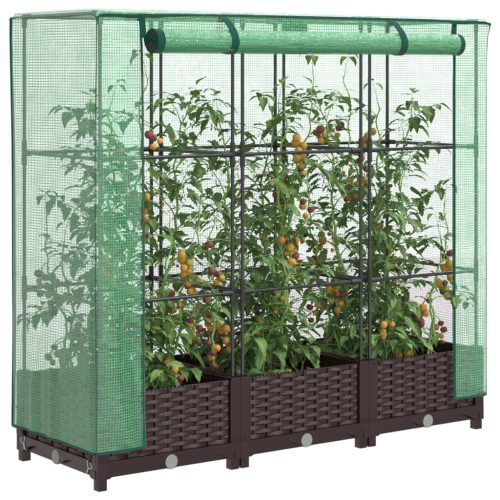 rattan megjelenésű magaságyás melegháztakaróval 120x40x123 cm
