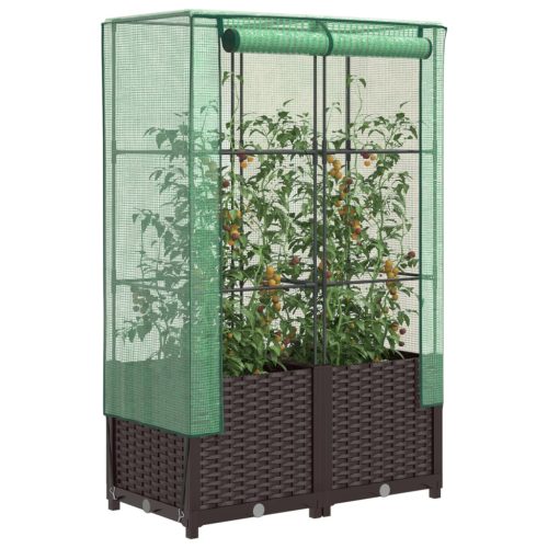 rattan megjelenésű magaságyás melegháztakaróval 80x40x138 cm