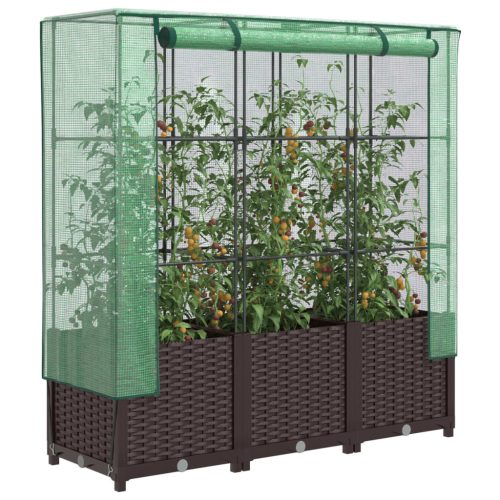 rattan megjelenésű magaságyás melegháztakaróval 120x40x138 cm