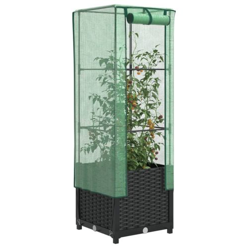 rattan megjelenésű magaságyás melegháztakaróval 40x40x139 cm