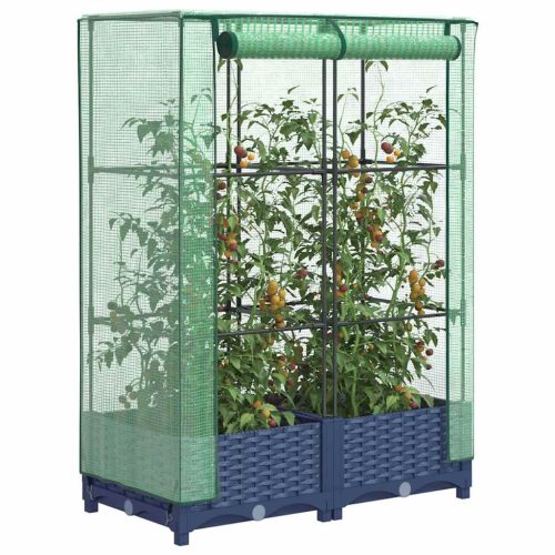 rattan megjelenésű magaságyás melegháztakaróval 80x40x123 cm