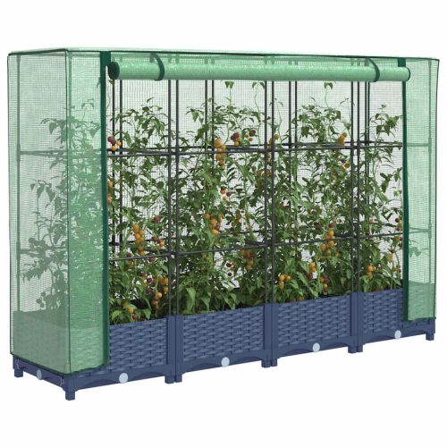 rattan megjelenésű magaságyás melegháztakaróval 160x40x123 cm