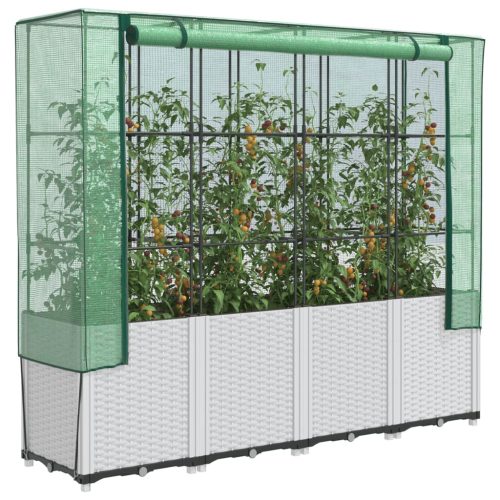 rattan megjelenésű magaságyás melegháztakaróval 160x40x153 cm