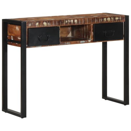 konzolasztal többszínű 100x35x75cm tömörfa újrahasznosított fa