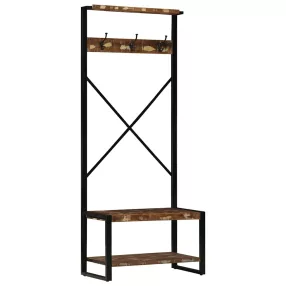   tömör újrahasznosított fa ruhatartó állvány 80x40x190 cm