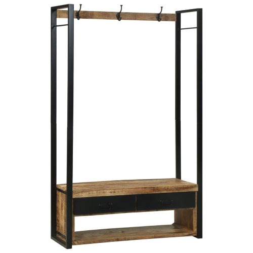 Ruhatartó horoggal és polcokkal 110x40x185 cm Tömör durva mangófából