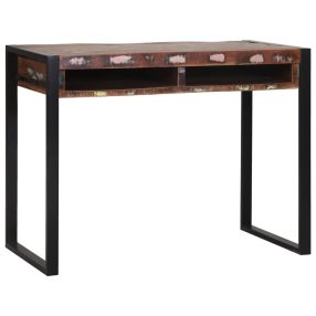   Tükörrel ellátott pipereasztal Többszínes 100x50x75 cm Tömör újrahasznosított fa