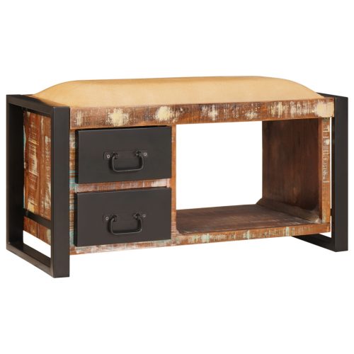 tárolópad Többszínű 80x35x40 cm Tömör fa újrahasznosított
