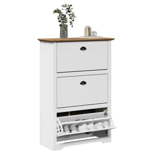 cipőállvány BODO" Fehér és barna 80x35x118 cm"