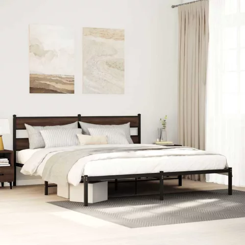 vidaXL barna tölgy színű fejtámlás ágykeret matrac nélkül 190 x 200 cm