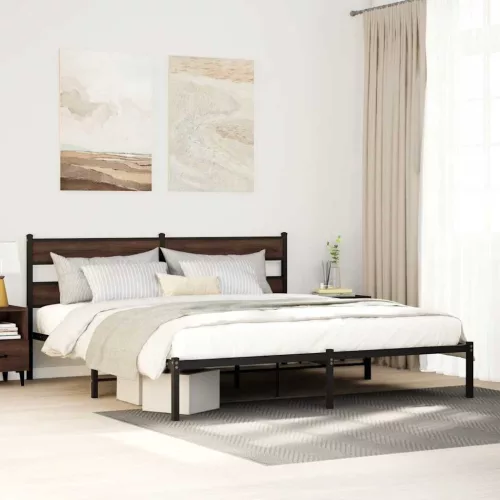 vidaXL barna tölgy színű fejtámlás ágykeret matrac nélkül 200 x 200 cm
