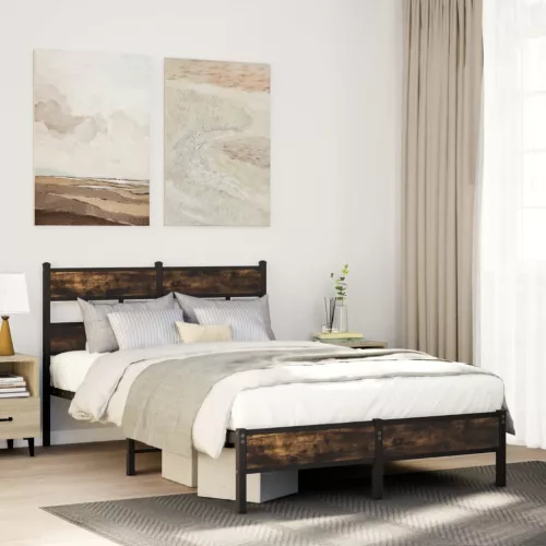 sonoma tölgy színű fejtámlás ágykeret matrac nélkül 120x200 cm