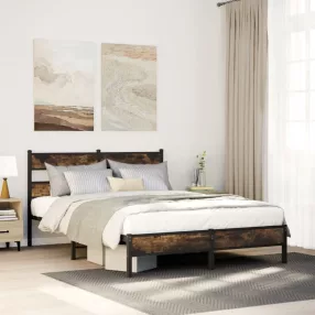   sonoma tölgy színű fejtámlás ágykeret matrac nélkül 140x200 cm