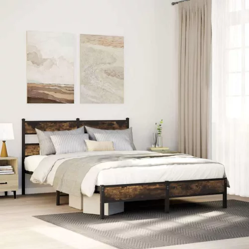 vidaXL sonoma tölgy színű fejtámlás ágykeret matrac nélkül 160x200 cm