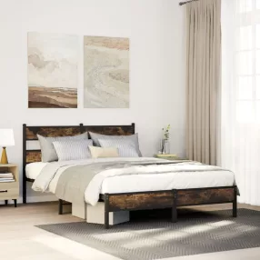   füstös tölgy színű szerelt fa ágykeret matrac nélkül 80x200 cm