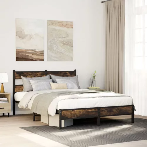 füstös tölgy színű szerelt fa ágykeret matrac nélkül 80x200 cm