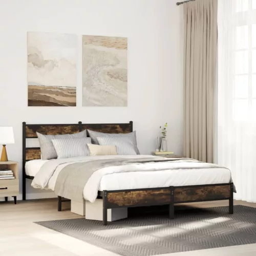 füstös tölgy színű szerelt fa ágykeret matrac nélkül 107x200 cm