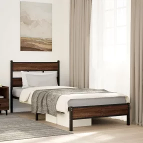   barna tölgy színű szerelt fa ágykeret matrac nélkül 80x200 cm